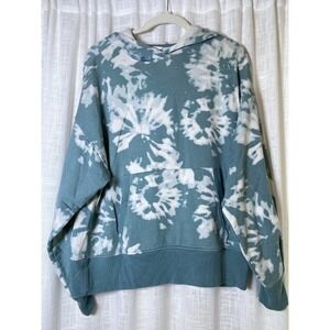 Athleta Sundown Tie Dye Hoodie Sweatshirt in Teal, Soft, Cozy, Sporty | Medium